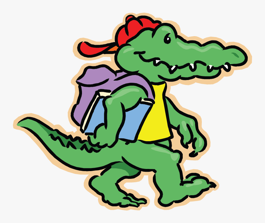 Alligator With Backpack Clipart - Alligator School Clip Art, HD Png Download, Free Download