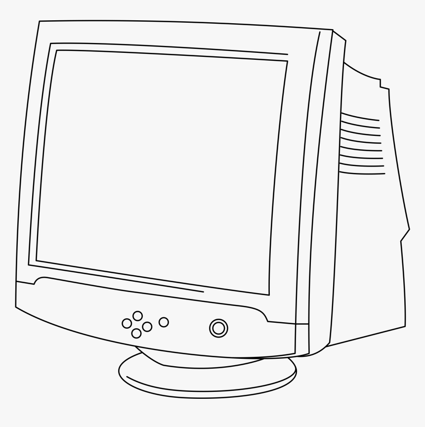 Crt Monitor In Line Art Clip Arts - Computer Monitor Clip Art, HD Png Download, Free Download