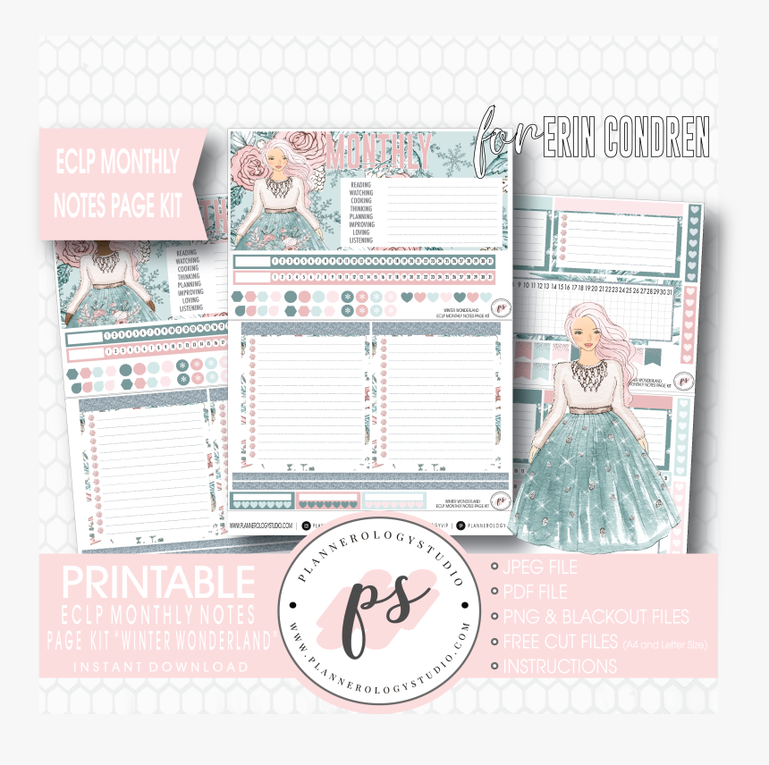 Winter Wonderland Monthly Notes Page Kit Digital Printable - Paper, HD Png Download, Free Download