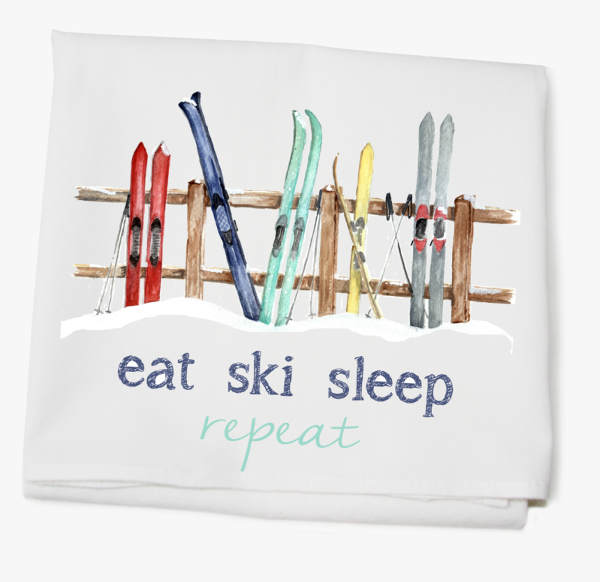 Skis On Fence Winter Wonderland Collection Flour Sack - Calligraphy, HD Png Download, Free Download