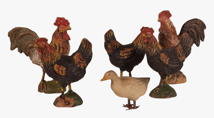 Collection Of Five O & M Hausser Elastolin Chickens - Rooster, HD Png Download, Free Download