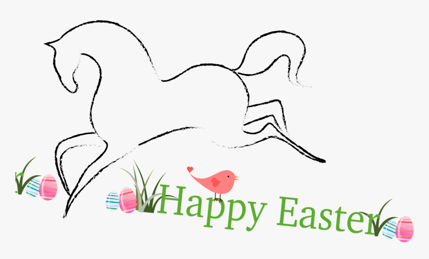 Illustrations And Clipart Pretty Line Art Horse Happy - Drawings Of Easter And Horses, HD Png Download, Free Download