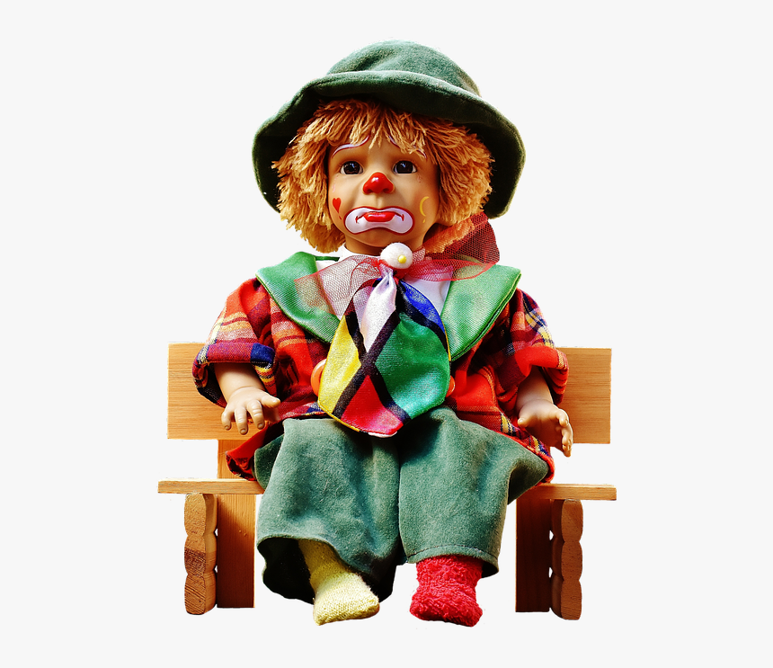 Doll Clown Sad Bank Sit Colorful Sweet Funny - Boneka Badut, HD Png Download, Free Download