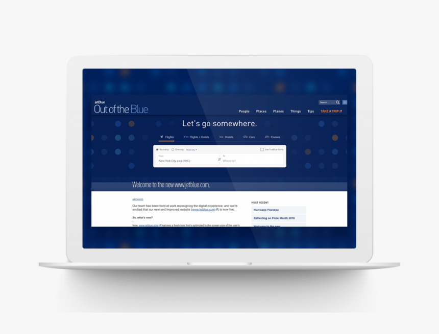 Jetblue Blog Shown In A Macbook Pro Mockup Wordpress - Operating System, HD Png Download, Free Download