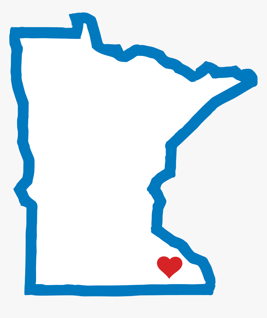 Minnesota Outline With Rochester Marked By A Heart, HD Png Download, Free Download