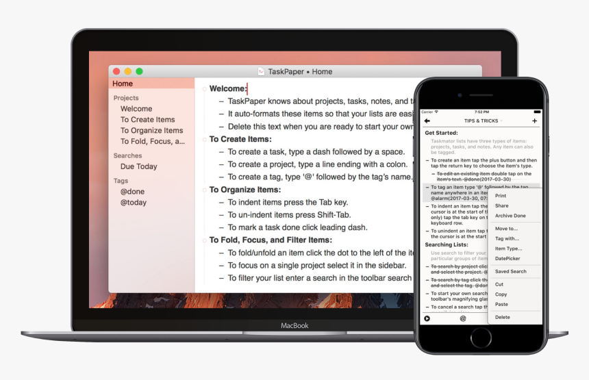 Taskpaper For Macos And Taskmator For Ios - Iphone, HD Png Download, Free Download