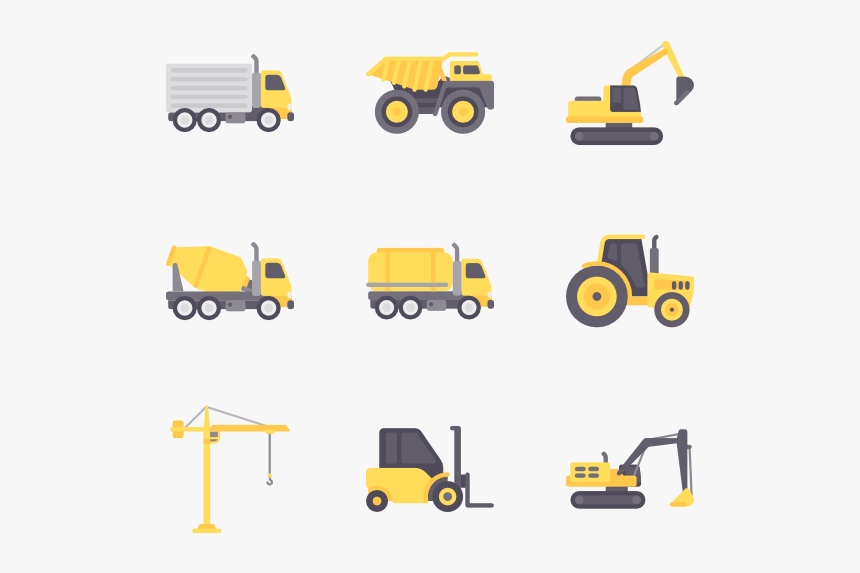 Construction Machinery - Construction Trucks Transparent Background, HD Png Download, Free Download