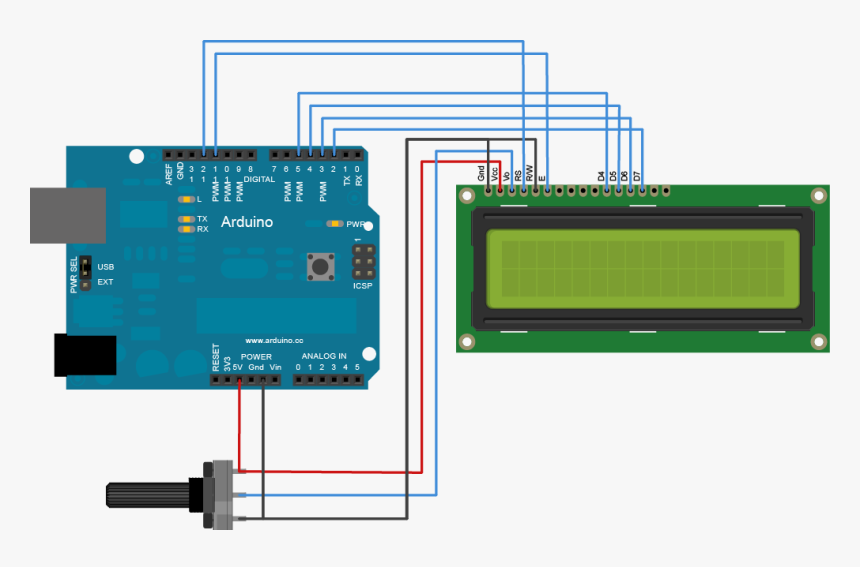 Ardino Lcd Connection Diagram - Lcd Arduino, HD Png Download, Free Download