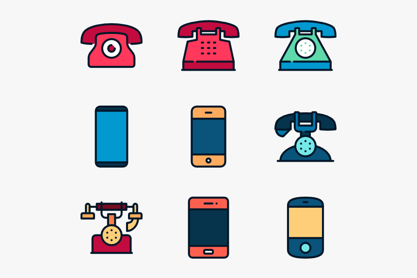 Phone Icon Set - Png Mobile Phone Cartoon, Transparent Png, Free Download