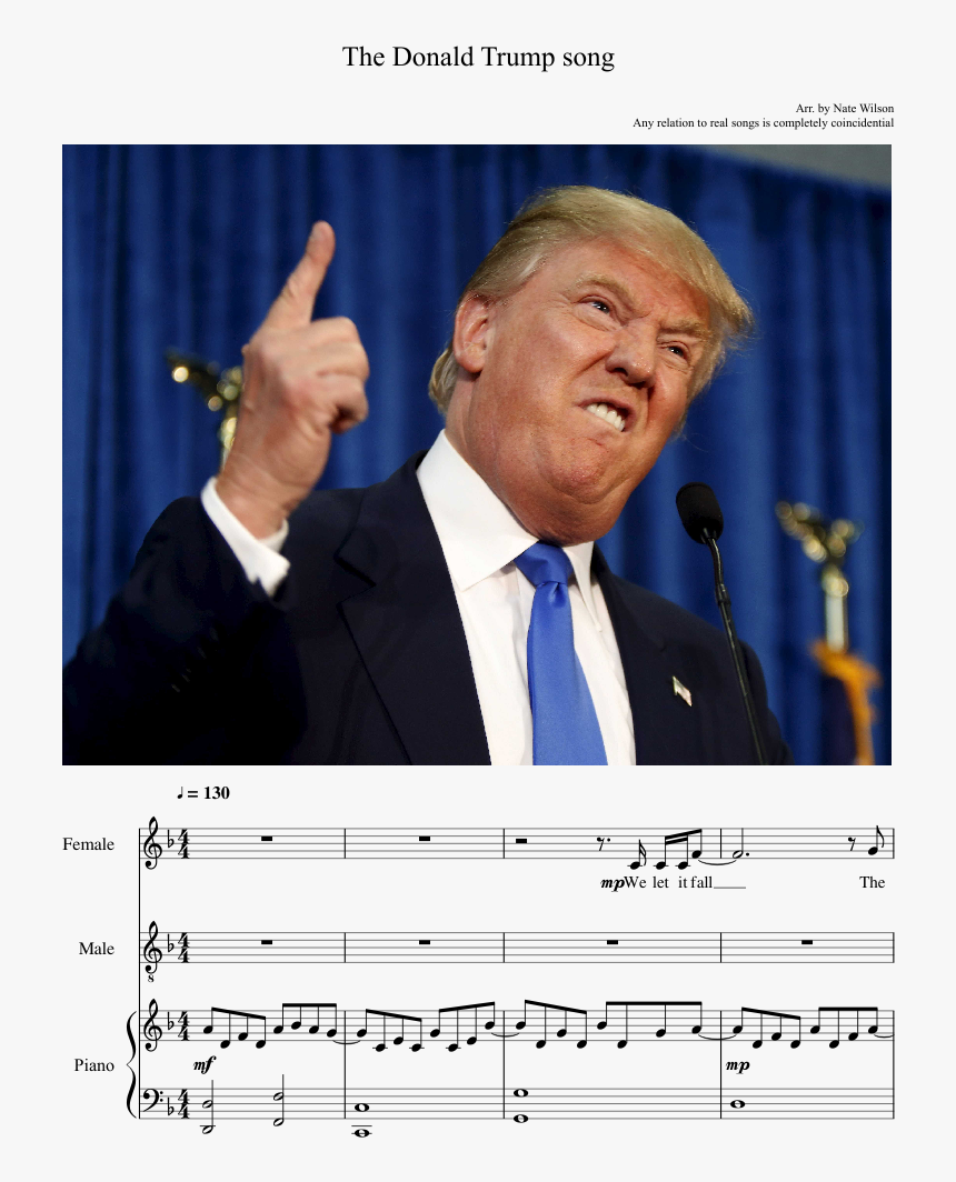 The Donald Trump Song Sheet Music Composed By Arr - Donald Trump Finger Up, HD Png Download, Free Download