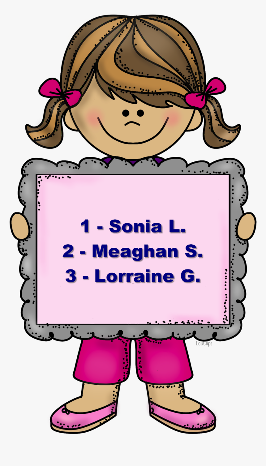 Congrats To My 3 Winners - Girl Holding Sign Clipart, HD Png Download, Free Download