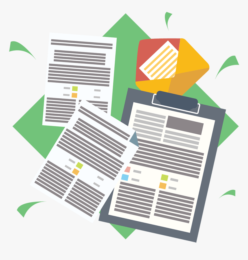 Documents Everywhere On A Green Background To Show - Paper, HD Png Download, Free Download