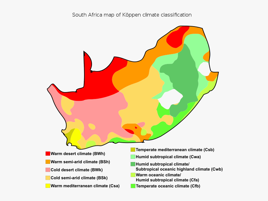 South Africa Map Of Köppen Climate Classification - Koppen Climate South Africa, HD Png Download, Free Download