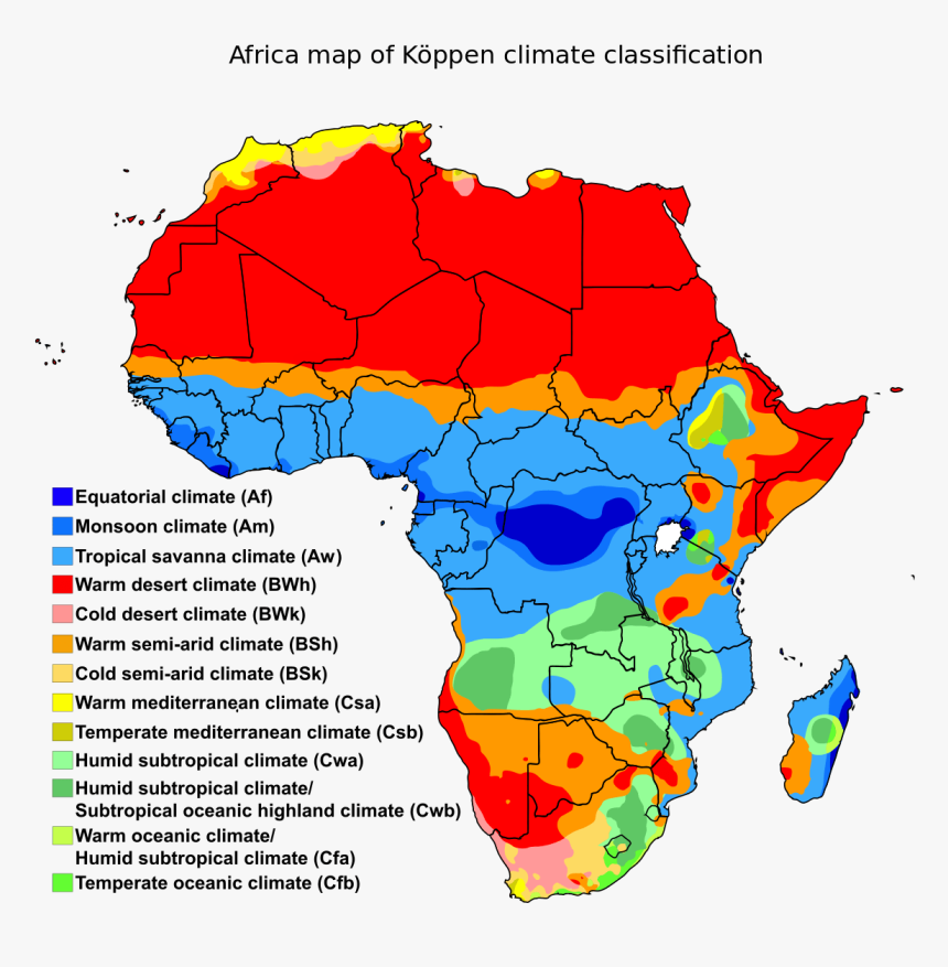 Africa Map Of Köppen Climate Classification - Climate Map Of Africa, HD Png Download, Free Download