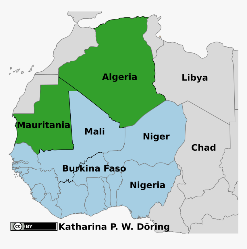 Map Ecowas Regions And Mali"s Non-ecowas Neighbours - Map Of North And West Africa, HD Png Download, Free Download