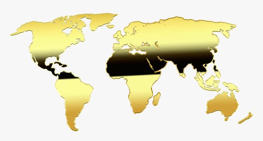 Map Of The World, Map, Gold, Graphic, Europe, Africa - World Map, HD Png Download, Free Download