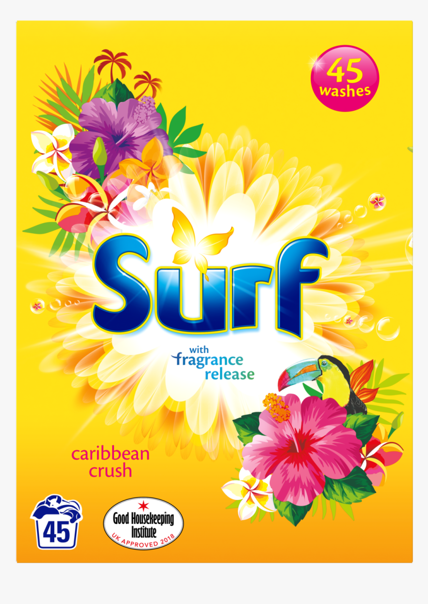 Surf Carribean Crush Powder Detergent Front And Back - Surf Laundry Powder, HD Png Download, Free Download