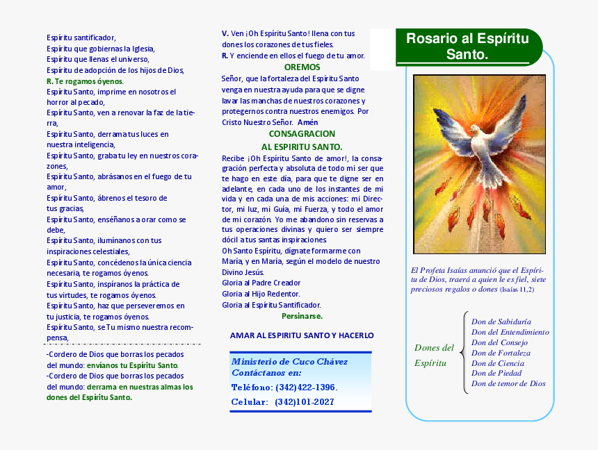 Rosario Al Espiritu Santo 7 Misterios Pdf, HD Png Download, Free Download