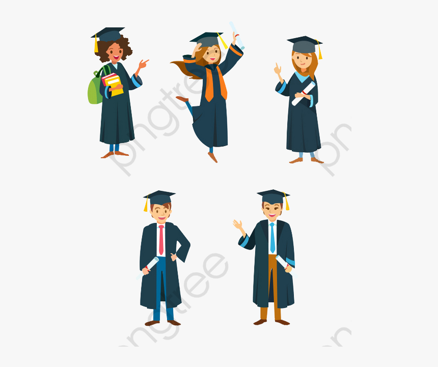 Graduation Figures Cartoon Of - Cartoon Graduate Students, HD Png Download, Free Download