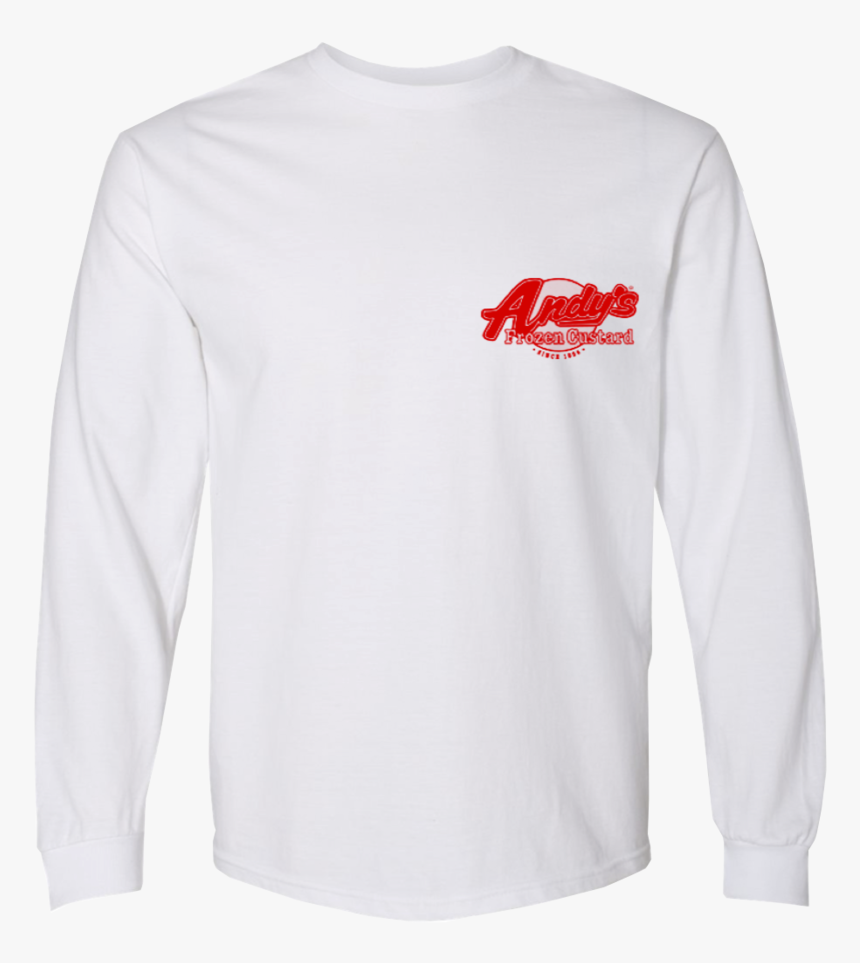 White Long Sleeve Red Front - Long-sleeved T-shirt, HD Png Download, Free Download