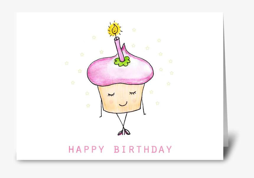 Cute Birthday Cupcake Greeting Card, HD Png Download, Free Download