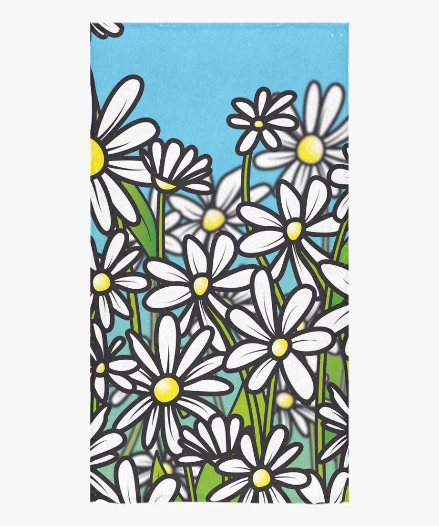 White Daisy Field Flowers Bath Towel 30"x56" - Motif, HD Png Download, Free Download