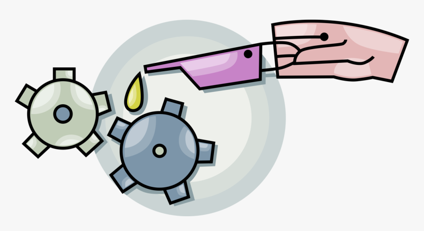 Vector Illustration Of Hand Oils Cogwheel Gear Mechanism - Vetor Lubrificar Png, Transparent Png, Free Download