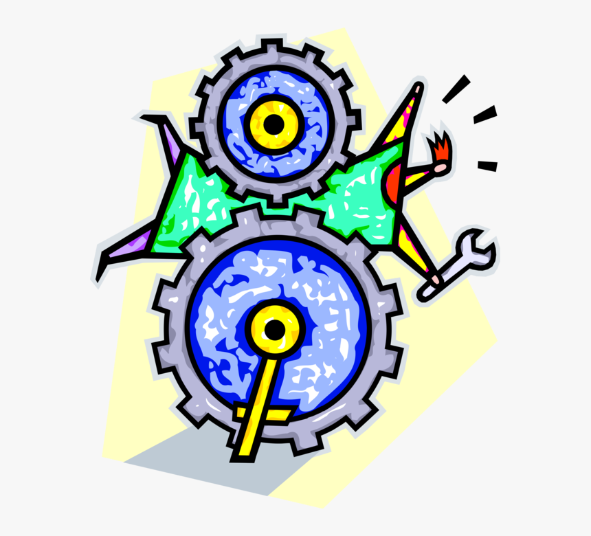 Vector Illustration Of Getting Stuck In Cogwheel Gear - System, HD Png Download, Free Download