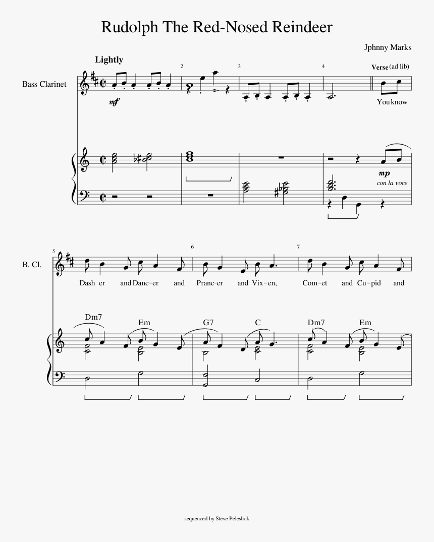 Rudolph The Red-nosed Reindeer Sheet Music Composed - Bráðum Koma Blessuð Jólin, HD Png Download, Free Download