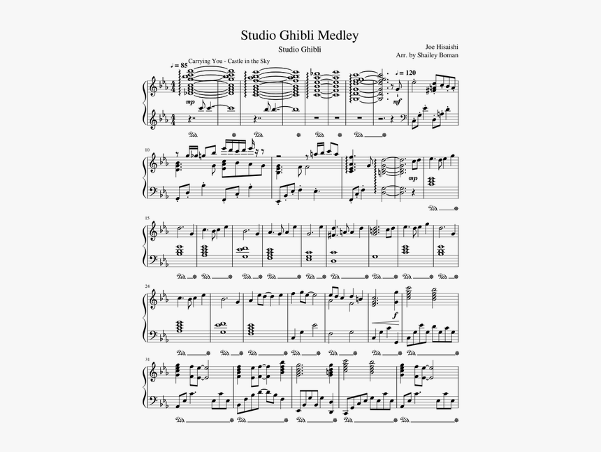 Studio Ghibli Medley Piano Sheet, HD Png Download, Free Download