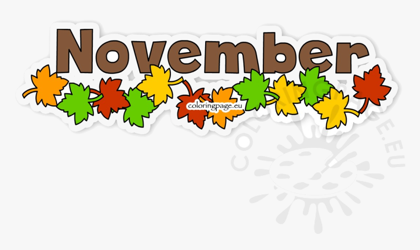 November Autumn Leaves Month Clipart Coloring Page, HD Png Download, Free Download