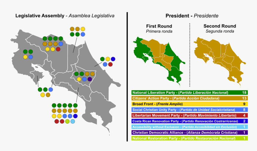 1024px Costa Rica Election 2014 Map Svg - Limon Costa Rica Map, HD Png Download, Free Download