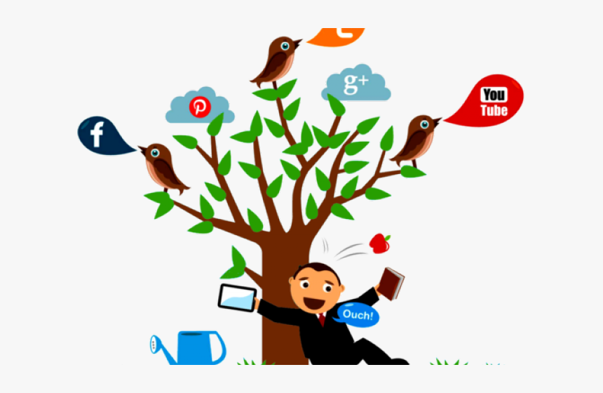 Online Marketing Clipart Tree - Business Promotion Through Social Media, HD Png Download, Free Download