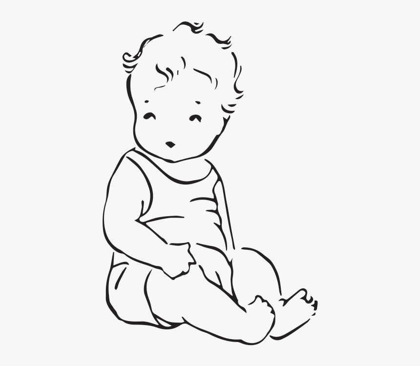 Baby, Child, Baby Sitting, Kid, Infant - Baby Sitting Black And White, HD Png Download, Free Download