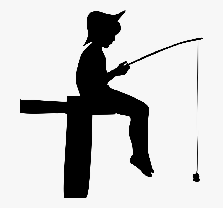 Boy, Fishing, Human, Male, People, Person, Silhouette - Fishing Clip Art, HD Png Download, Free Download