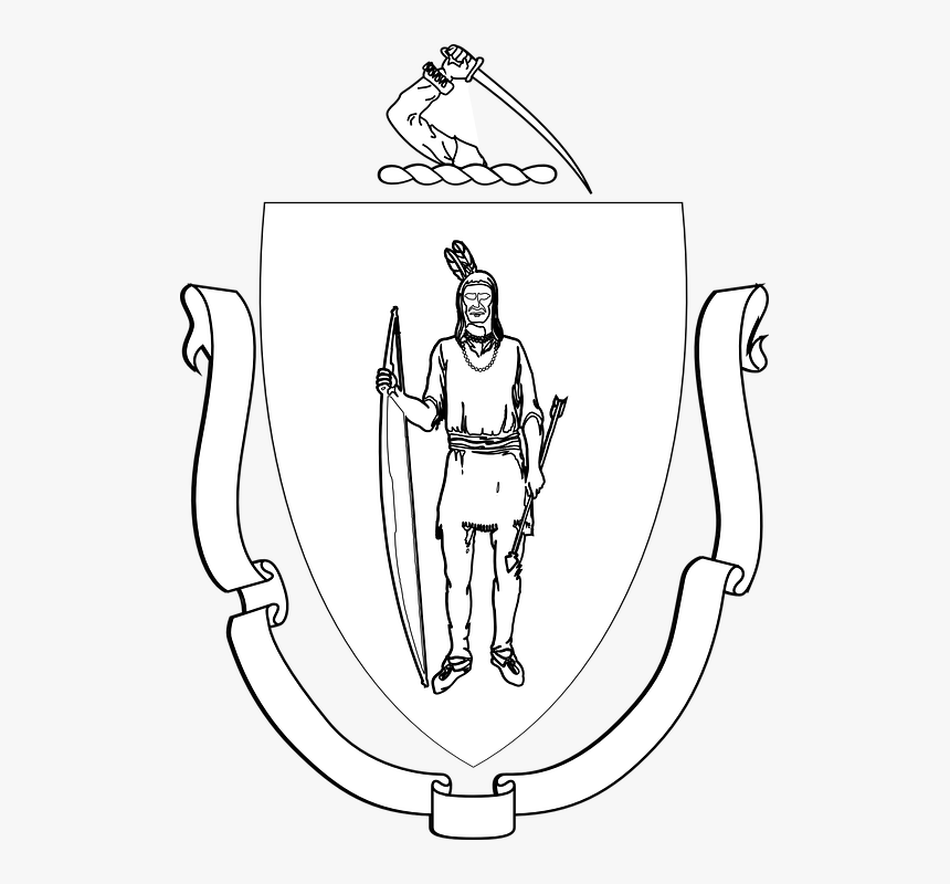 Coat Of Arms, Banner, Indian, Bow, Arrow, Traditional - Native American Drawing Bow And Arrow, HD Png Download, Free Download