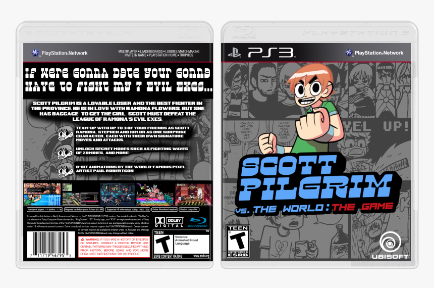 Clip Art Playstation Box Art Cover - Scott Pilgrim Vs The World Game Rating, HD Png Download, Free Download
