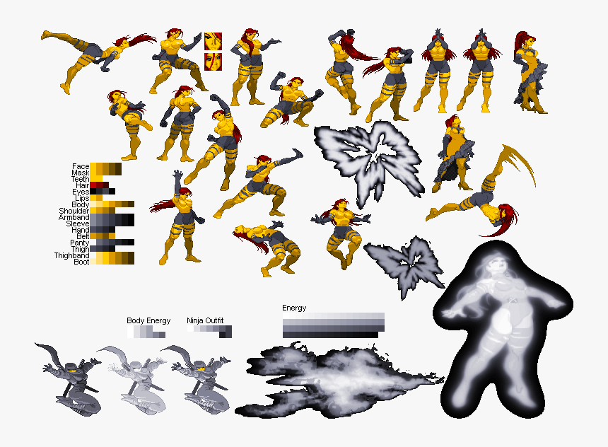 Psylocke Children Of The Atom - Dead Pool Sprite Sheet, HD Png Download, Free Download