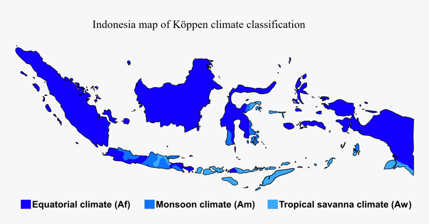 Indonesia Map Of Climate Classification - Koppen Climate Classification Indonesia, HD Png Download, Free Download