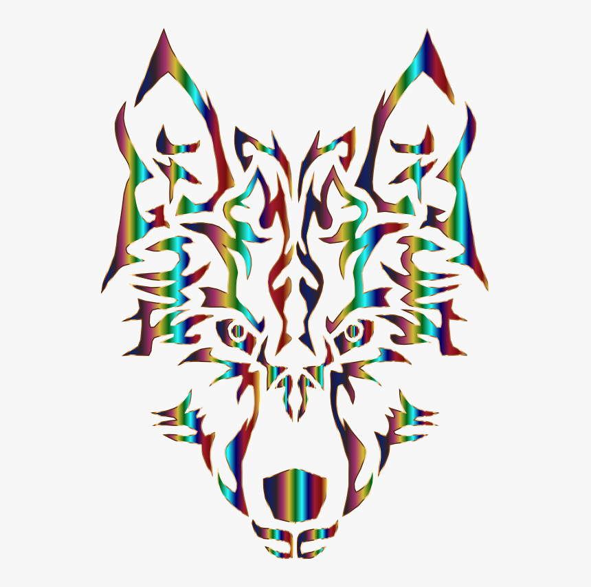 Chromatic Symmetric Tribal Wolf 3 No Background - Wolf Head Transparent Background, HD Png Download, Free Download