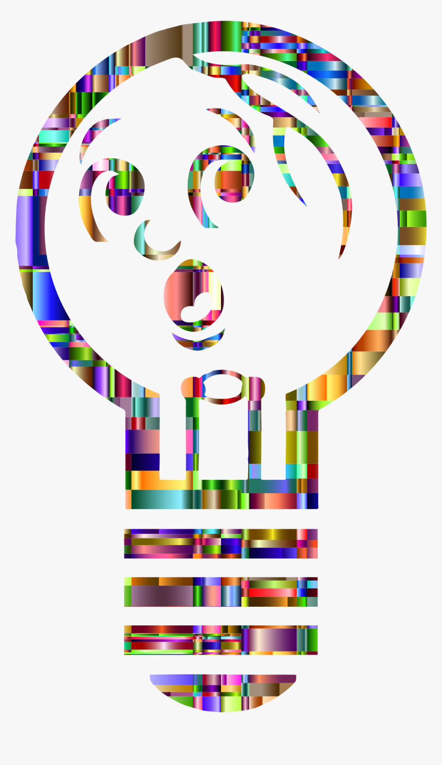 Checkered Chromatic Anthropomorphic Light Bulb Clip - Incandescent Light Bulb, HD Png Download, Free Download