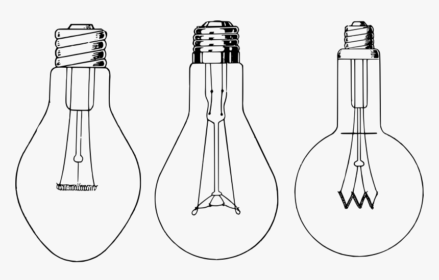 Three Old Light-bulbs Clip Arts - Three Bulbe Clipart Black And White, HD Png Download, Free Download