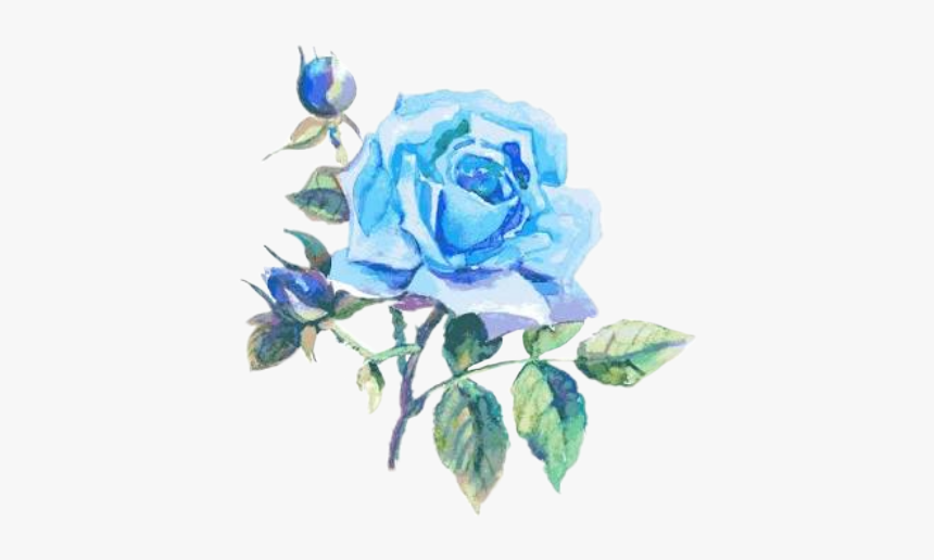 #blue #rose #flower #rainbow #gothic #dark #aesthetic - Dibujos De Acuarelas Azul, HD Png Download, Free Download