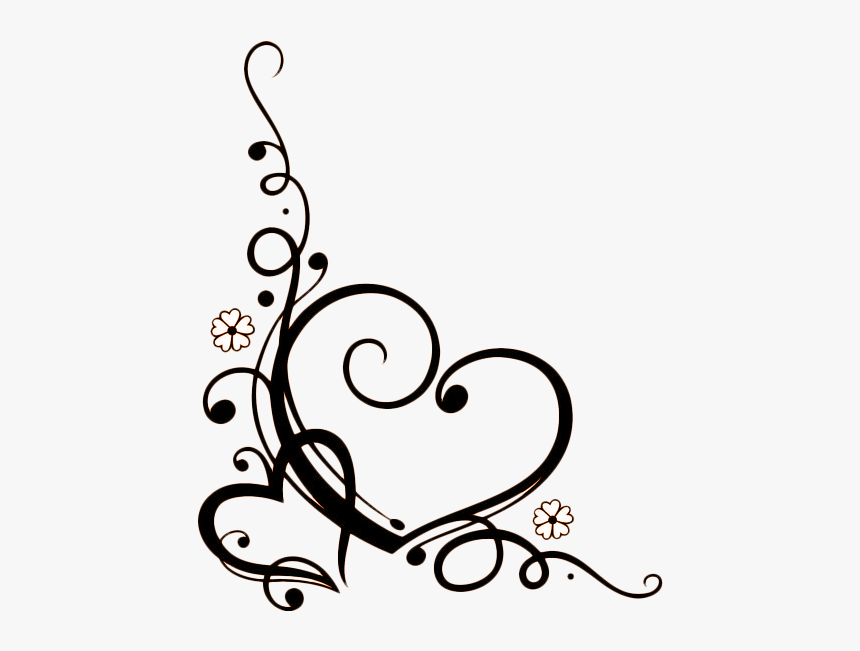 Heart Corner Border Black And White, HD Png Download, Free Download