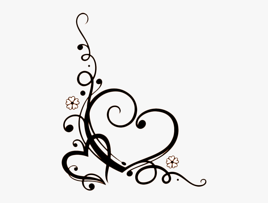 Heart Corner Border Black And White Hd Png Download Kindpng