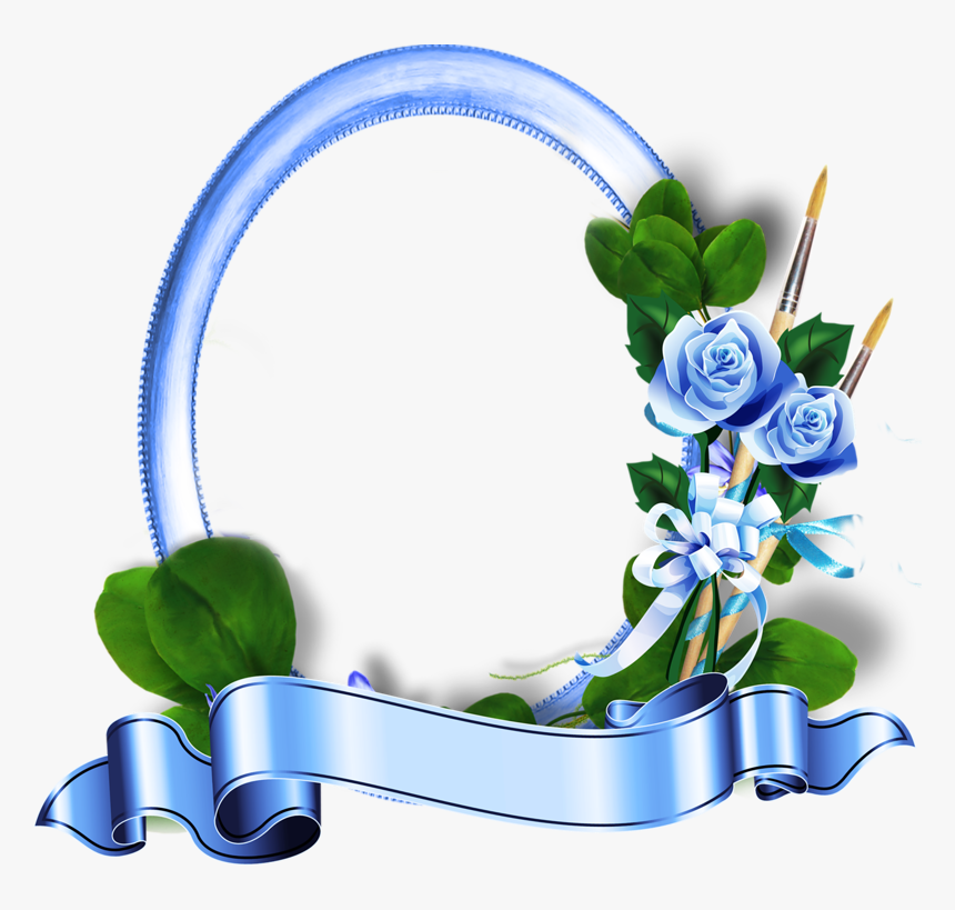 Blue Roses Frames - Flower Oval Frame Png, Transparent Png, Free Download