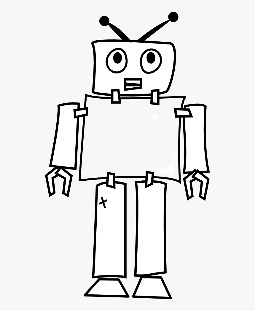 Robot - Clipart - Clip Art Black And White Robot, HD Png Download, Free Download