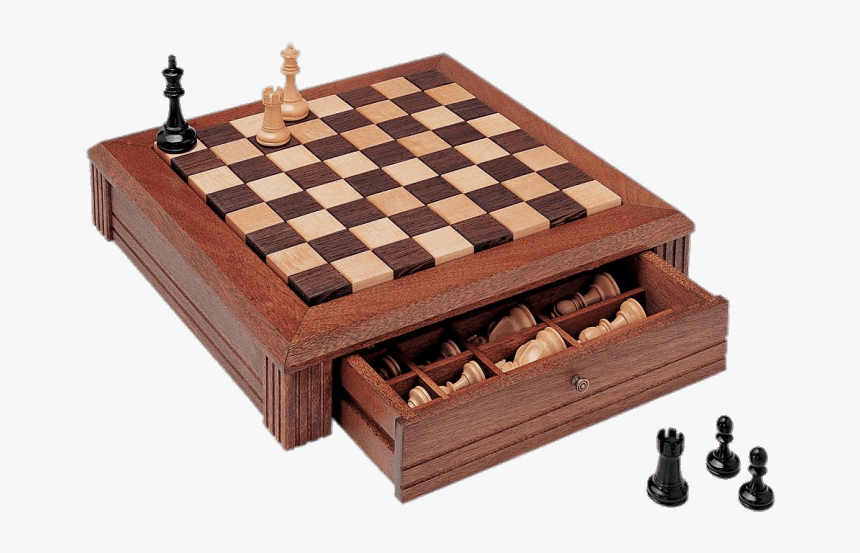 Chessboard With Drawer - Wooden Chess Board With Drawer, HD Png Download, Free Download
