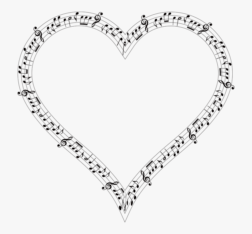 Musical, Heart, Love, Passion, Romance, Valentine - Music Note Heart Png, Transparent Png, Free Download