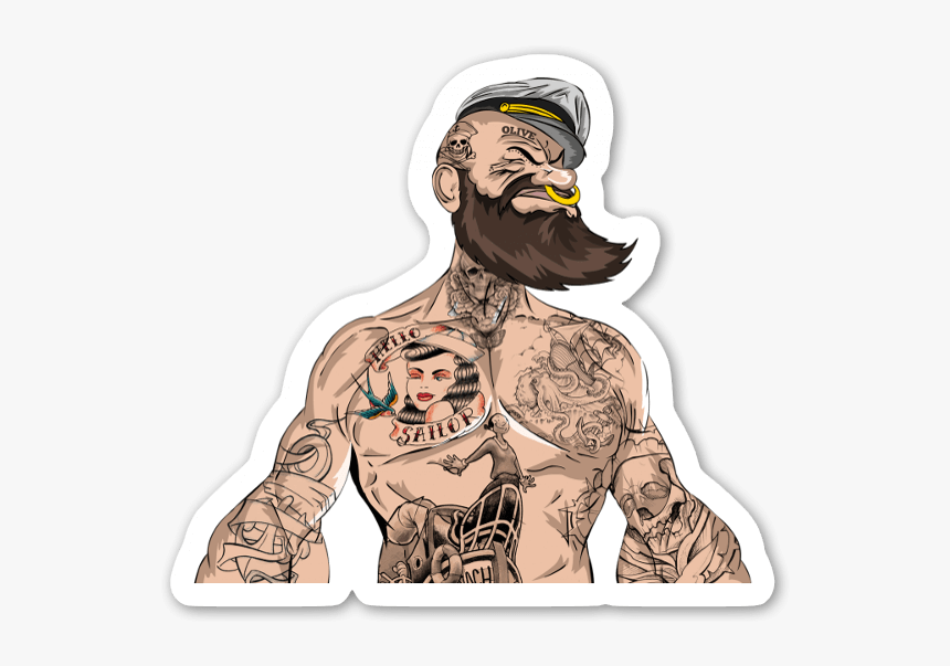 Sailor Man Sticker - Beard Popeye, HD Png Download, Free Download
